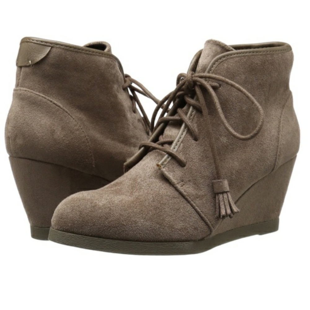 Madden Girl Dallyy Faux Suede Lace Up Wedge Boots